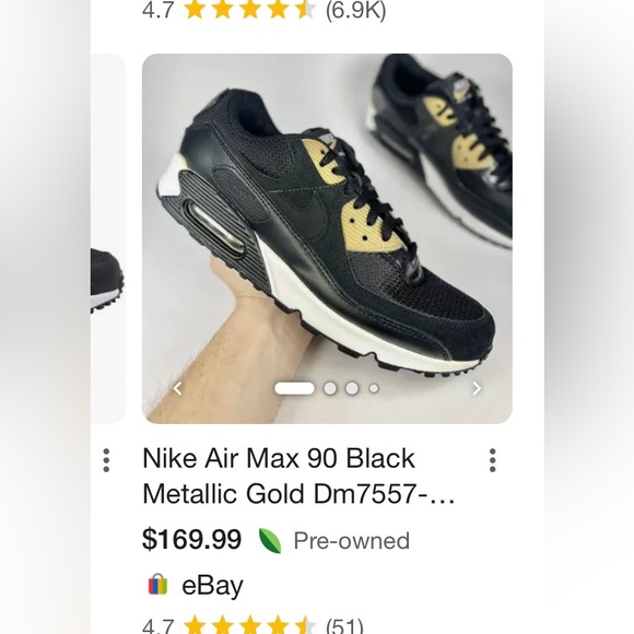 Men’s Nike Air Max 90 BLACK & Gold Clean, CLOSET CLOSES TODAY MONDAY - Picture 5 of 15